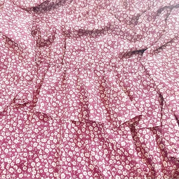 Revolve Brand 1.State Ditsy Floral Ruffled Mini Dress Size L Magenta Fai… - Picture 6 of 8